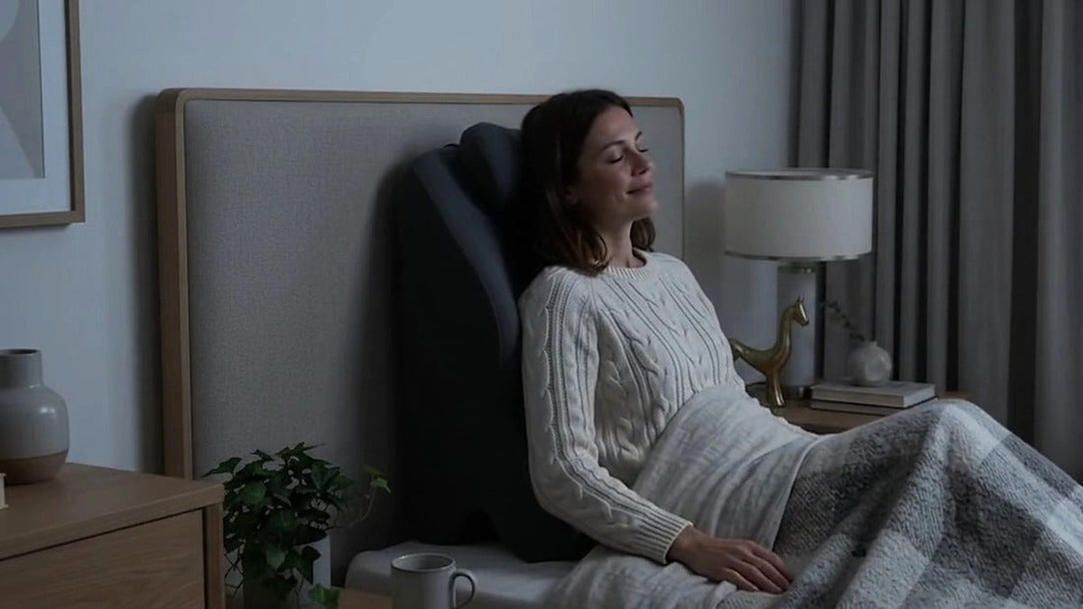 23 h : la lampe éteinte, elle se repose contre le coussin